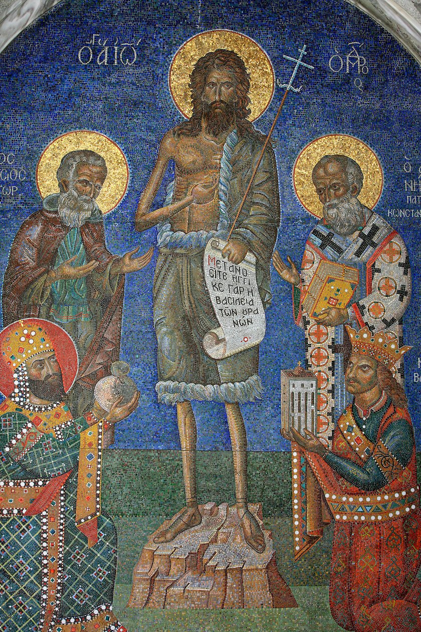 Ortodox mosaik föreställande Johannes Döparen med biskopar och kungar Grekland av Unbekannt
