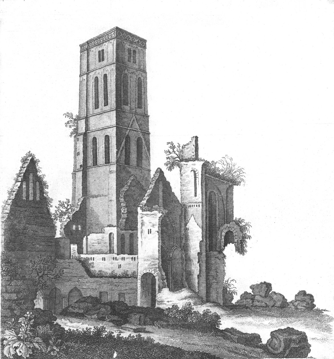 Osney Abbey nära Oxford, sent 1700-tidigt 1800-tal av Unbekannt