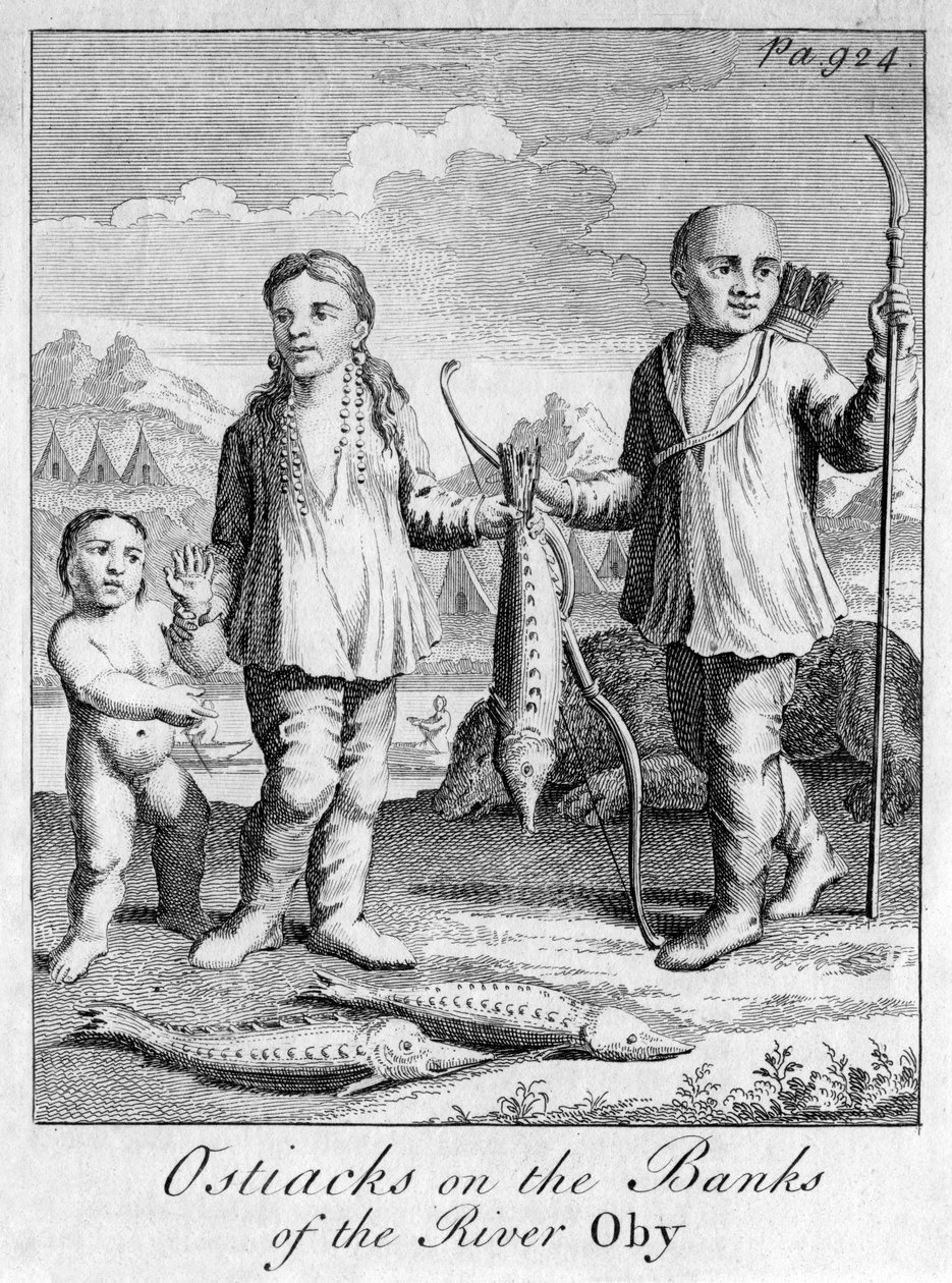 Ostiacks på stranden av floden Oby, ca 1700 av Unbekannt