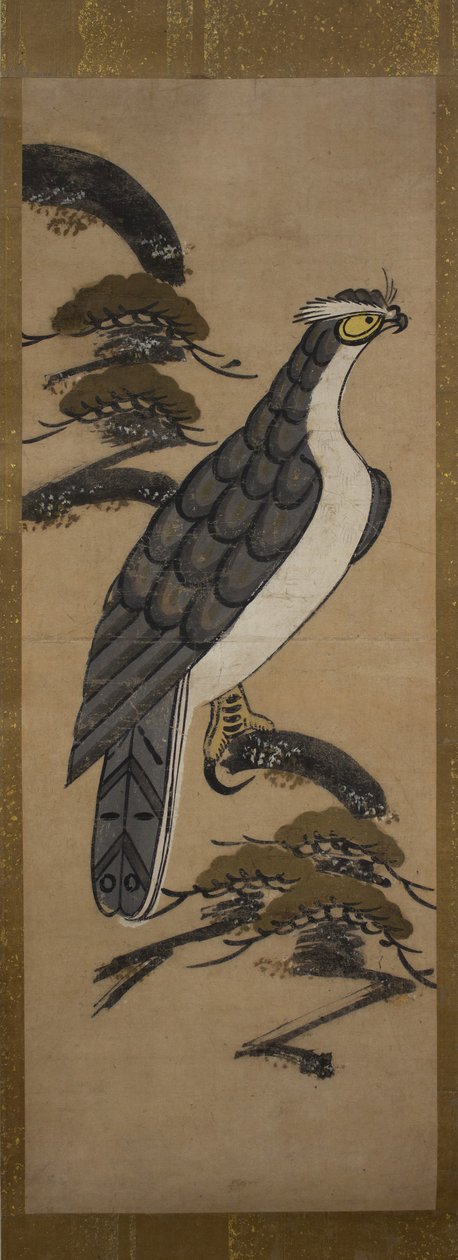 Otsu-e av Falcon on a Pine Tree, 1700-talet. av Unbekannt