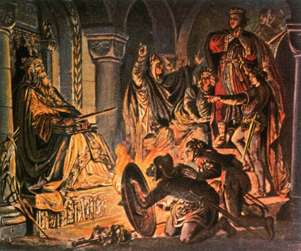 Otto III besöker Karl den Stores grav, 1000 AD, 1936. av Unbekannt