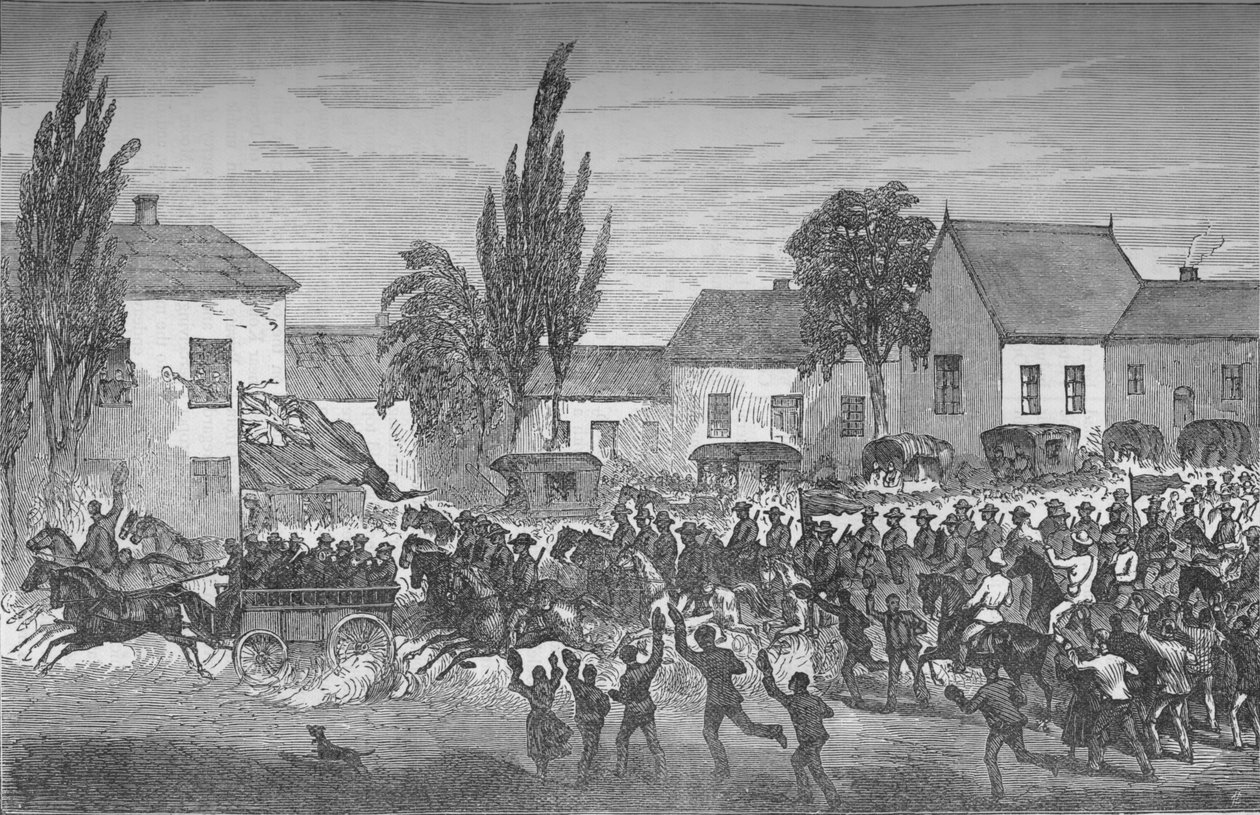 Oudtshoorn monterade volontärer som startar för östgränsen, c1880 av Unbekannt