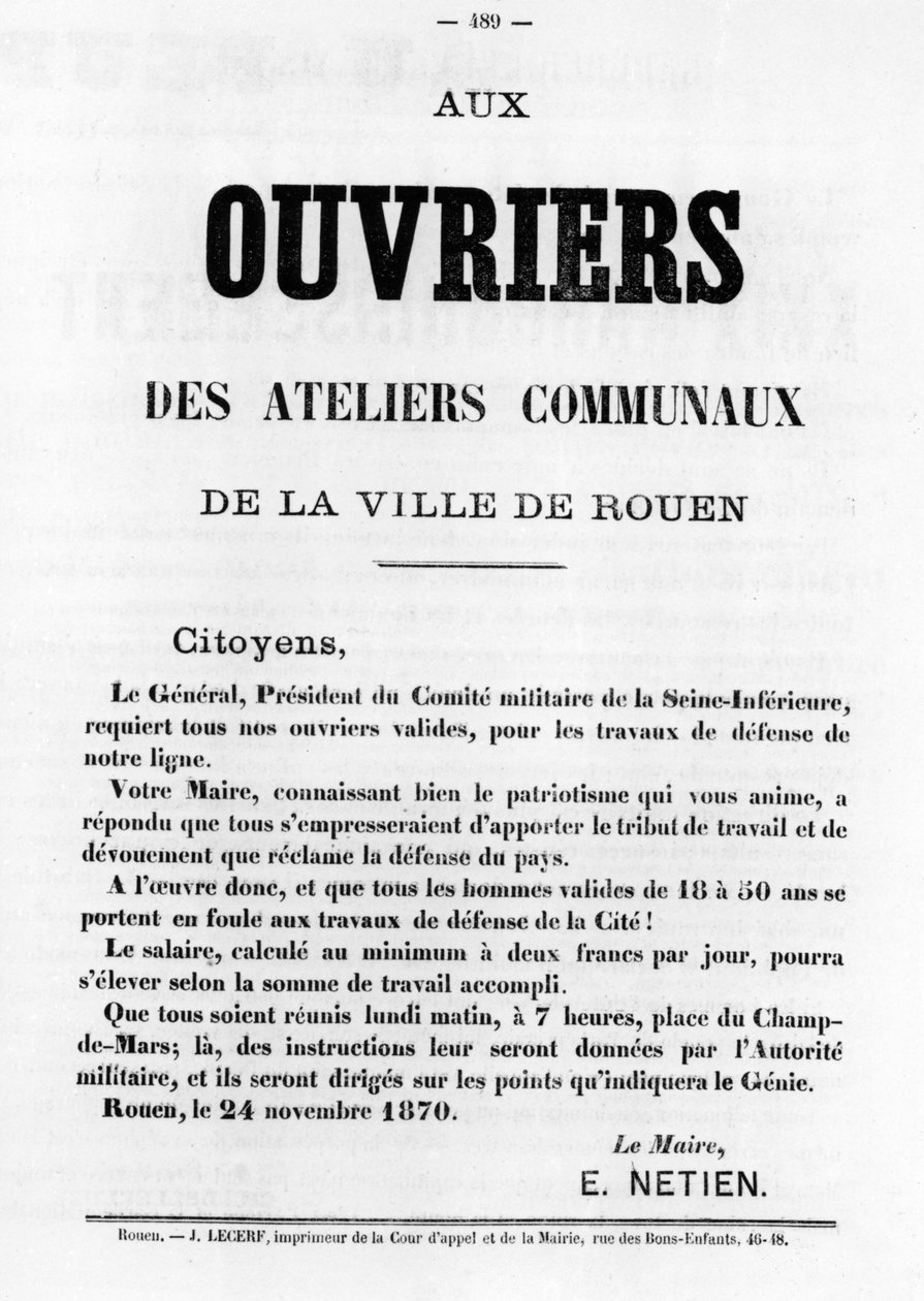 Ouvriers, från franska politiska affischer från Pariskommunen, maj 1871 av Unbekannt