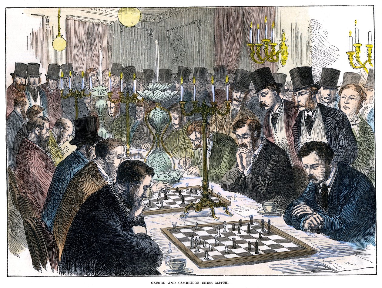 Oxford och Cambridge Chess Match, 1800-talet av Unbekannt