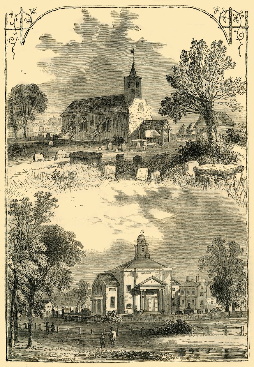 Paddington Church: 1750 och 1805, c1876. av Unbekannt