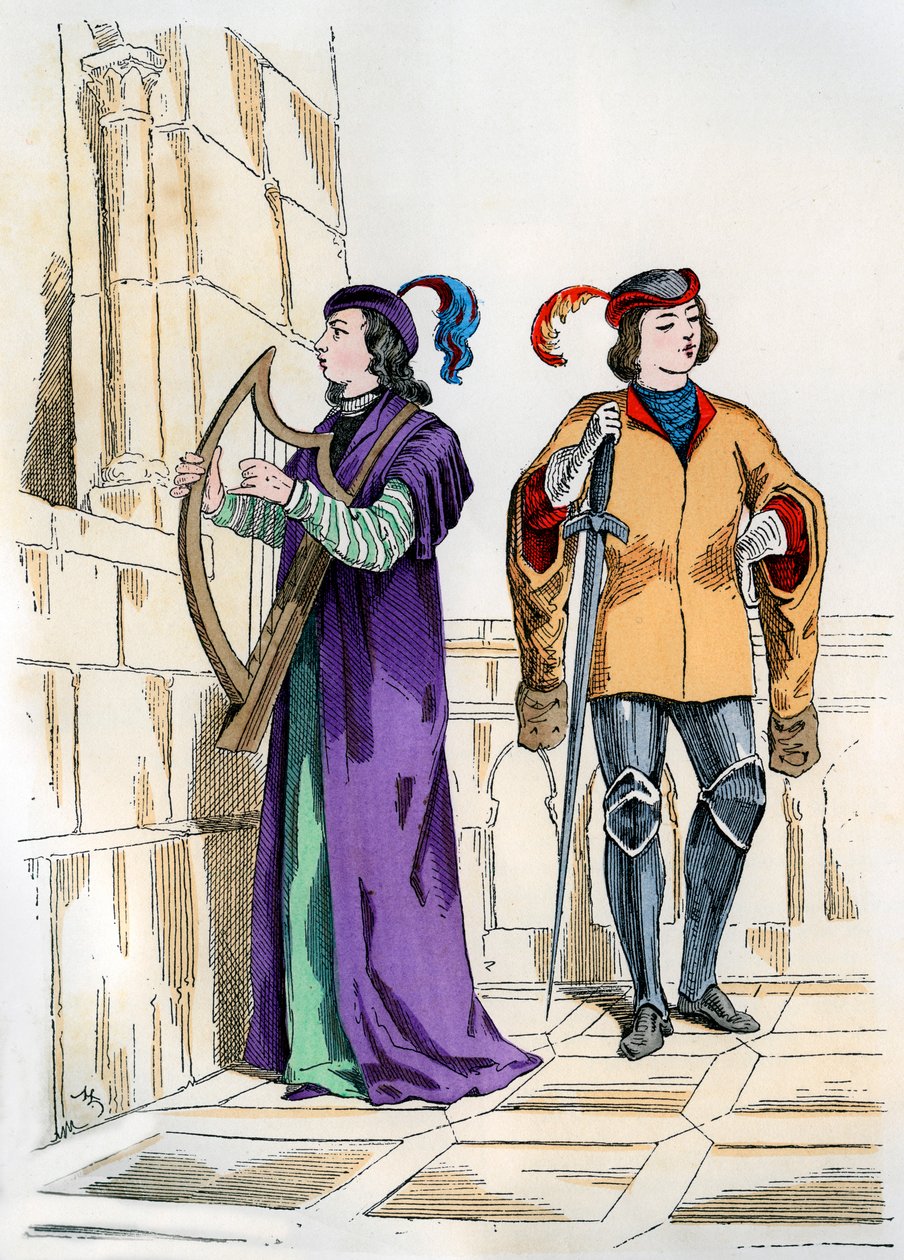 Sida och trubadur från 1200-talet, 1882-1884 av Unbekannt