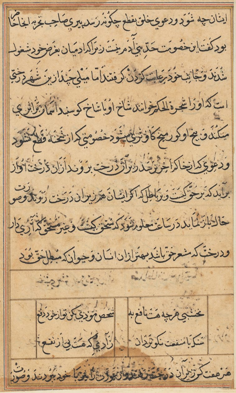 Sida från Tales of a Parrot Tuti-nama: textsida, ca. 1560. av Unbekannt
