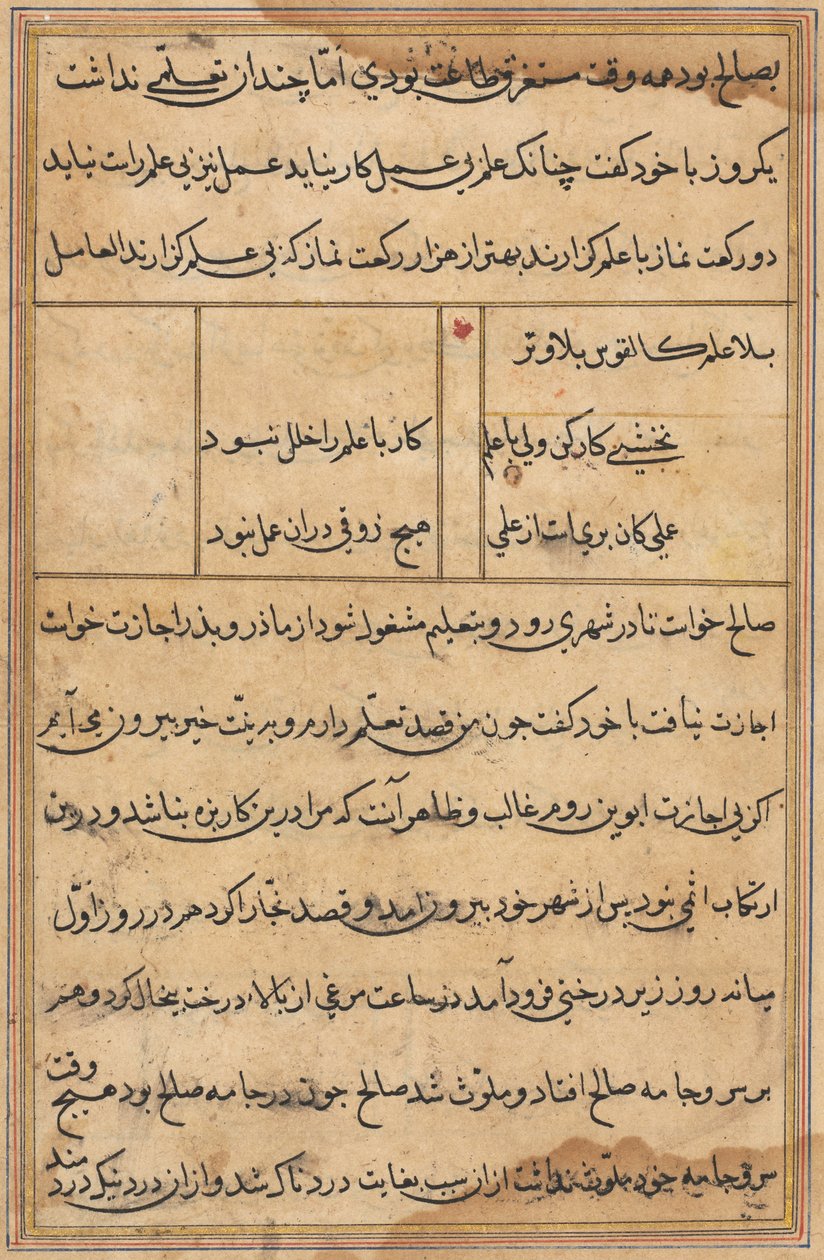 Sida från Tales of a Parrot Tuti-nama: textsida, ca. 1560. av Unbekannt