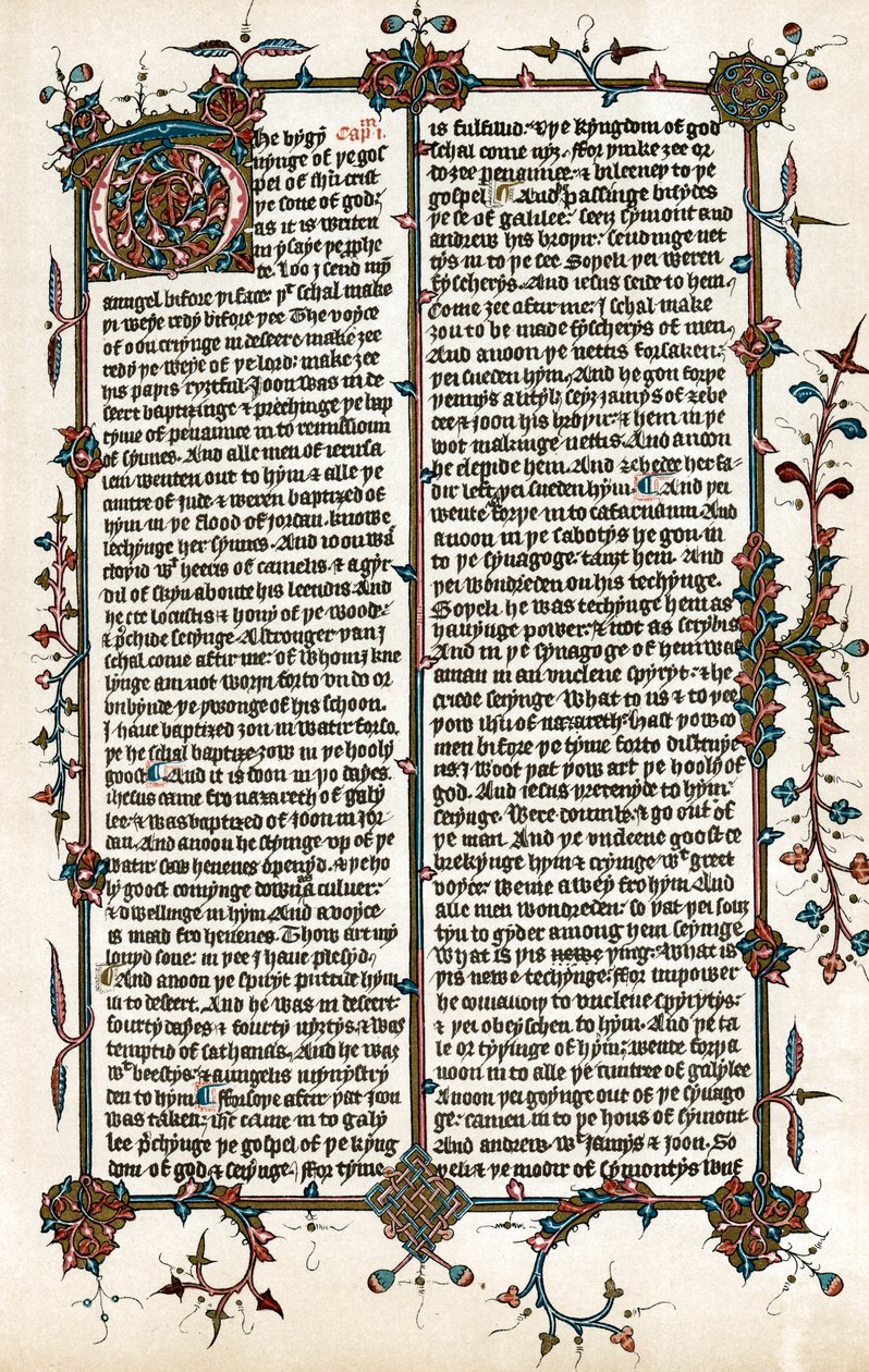 Sida från Wycliffes översättning av Bibeln till engelska, c1400 av Unbekannt