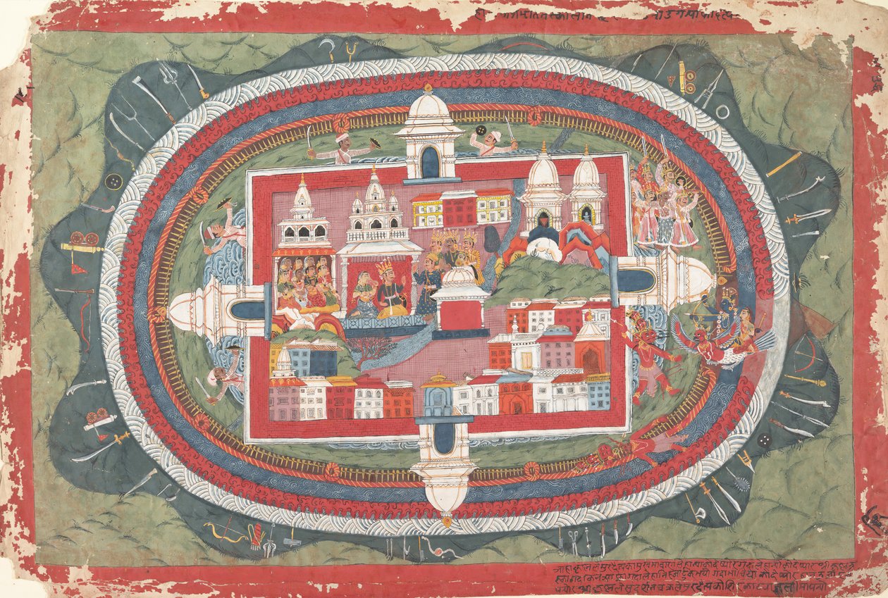 Sida från ett spritt Bhagavata Purana-manuskript Life of Krishna, ca. 1775. av Unbekannt