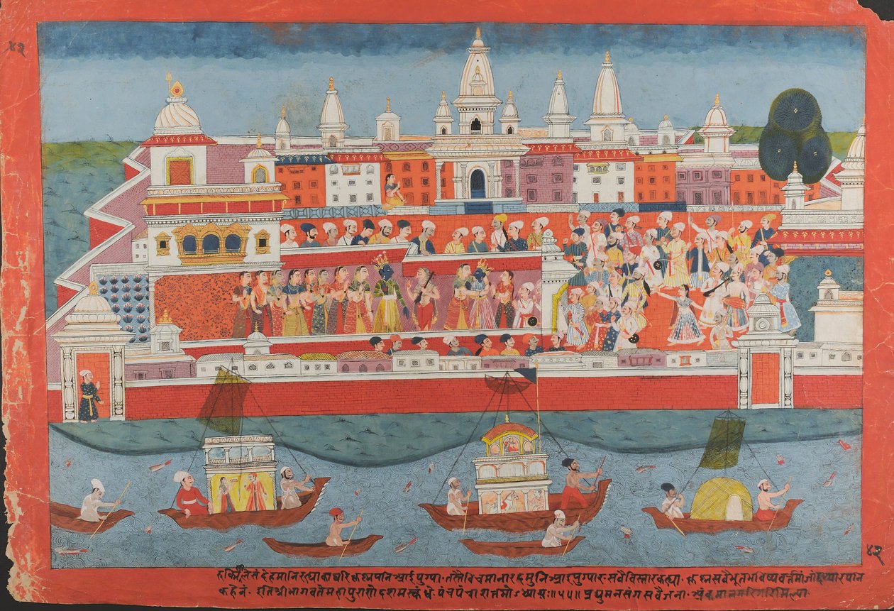 Sida från ett spritt Bhagavata Purana-manuskript Life of Krishna, ca. 1775. av Unbekannt
