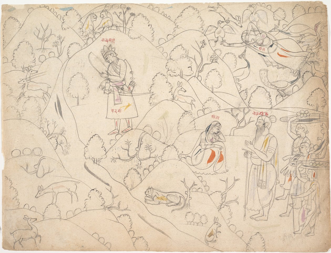 Sida från en Dispersed Ramayana Story of Rama, första kvartalet av 1800-talet. av Unbekannt