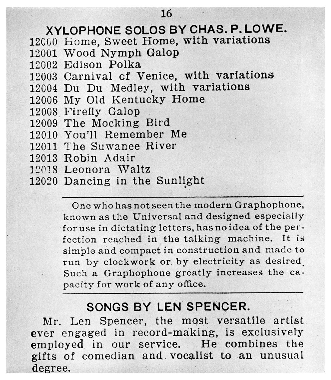 Sida från First Columbian Grammophone Catalogue, c1898 1956 av Unbekannt