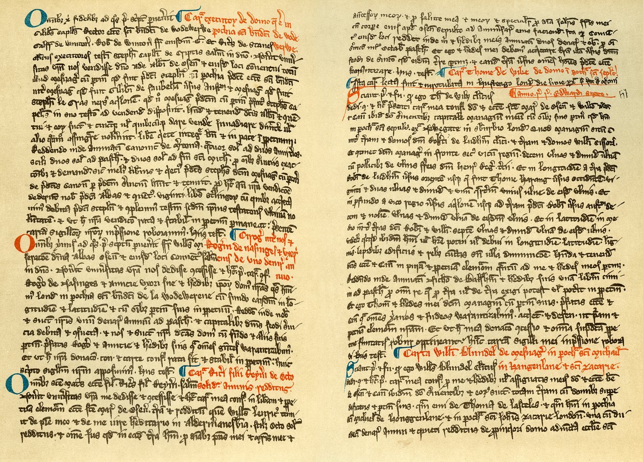 Sidor från kartulären för Osney Abbey, c1275 1886 av Unbekannt