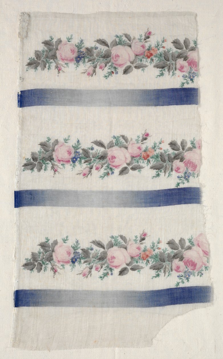 Målad Organdy Strip, mitten av 1800-talet. av Unbekannt