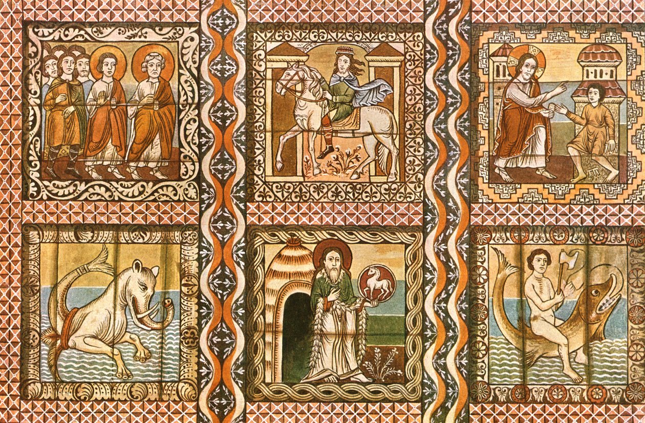 Målat trätak i St. Martins Church, Zillis, Schweiz, 1928. av Unbekannt