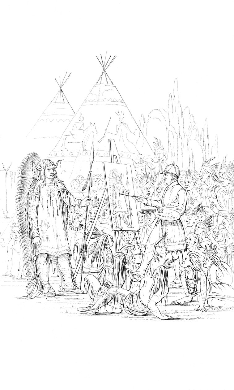 Målar ett porträtt av en indian, 1841 av Unbekannt