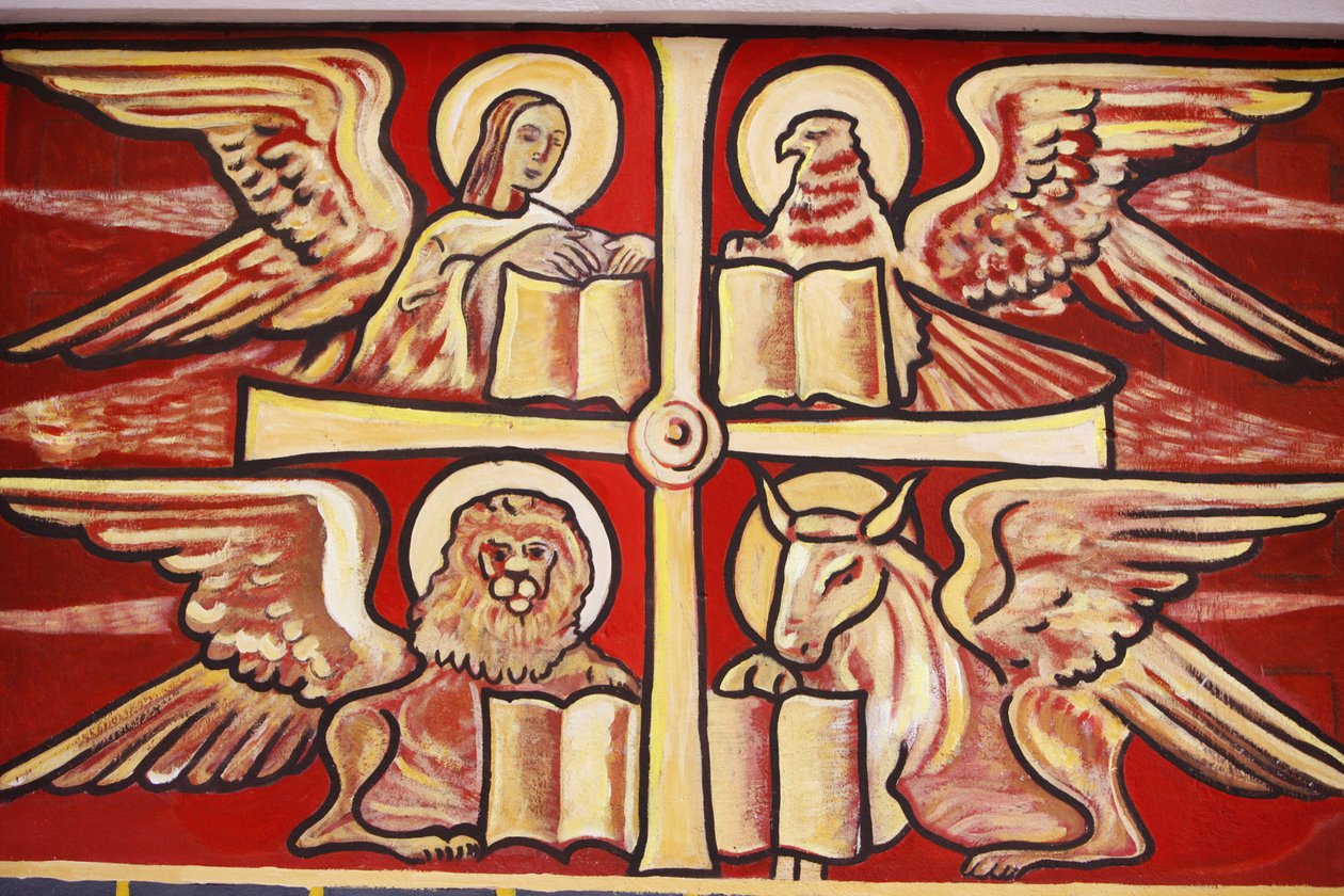 Målning i Lome katedral: evangelister, Lomé, Togo av Unbekannt