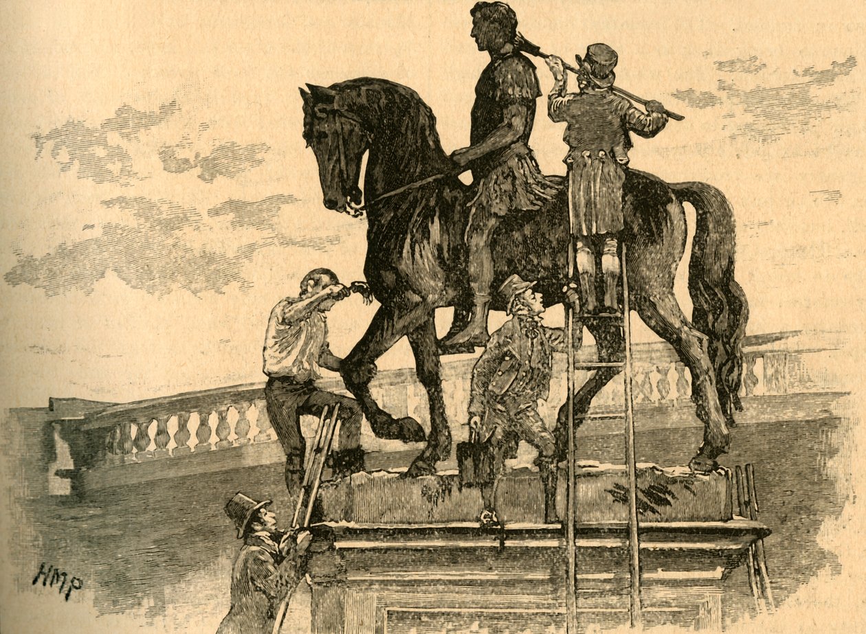 Målning av statyn av kung William III svart, Dublin, Irland, 1821 c1890. av Unbekannt