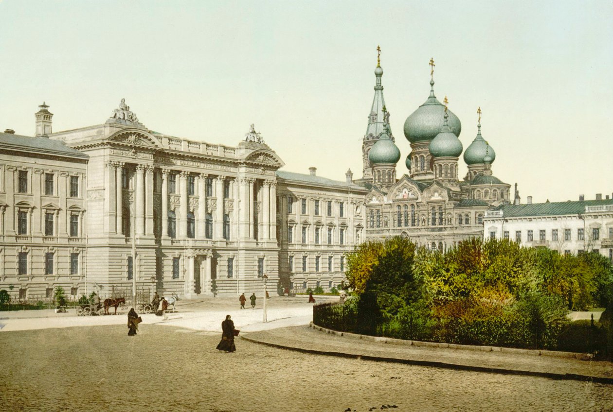 Justitiepalatset och St Panteleimon-klostret, Odessa, Ryssland, c1880-c1890s av Unbekannt