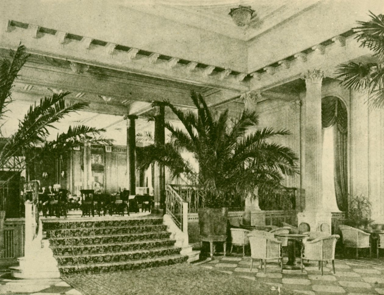 Palm Court och Lounge i Majestic, c1930. av Unbekannt