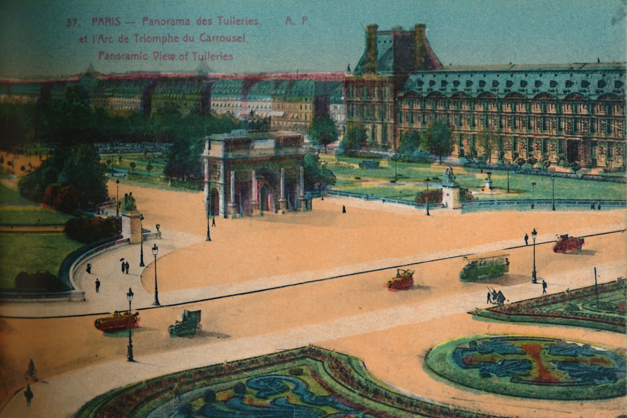 Panoramautsikt över Tuilerierna och Triumfbågen du Carrousel, Paris, c1920 av Unbekannt