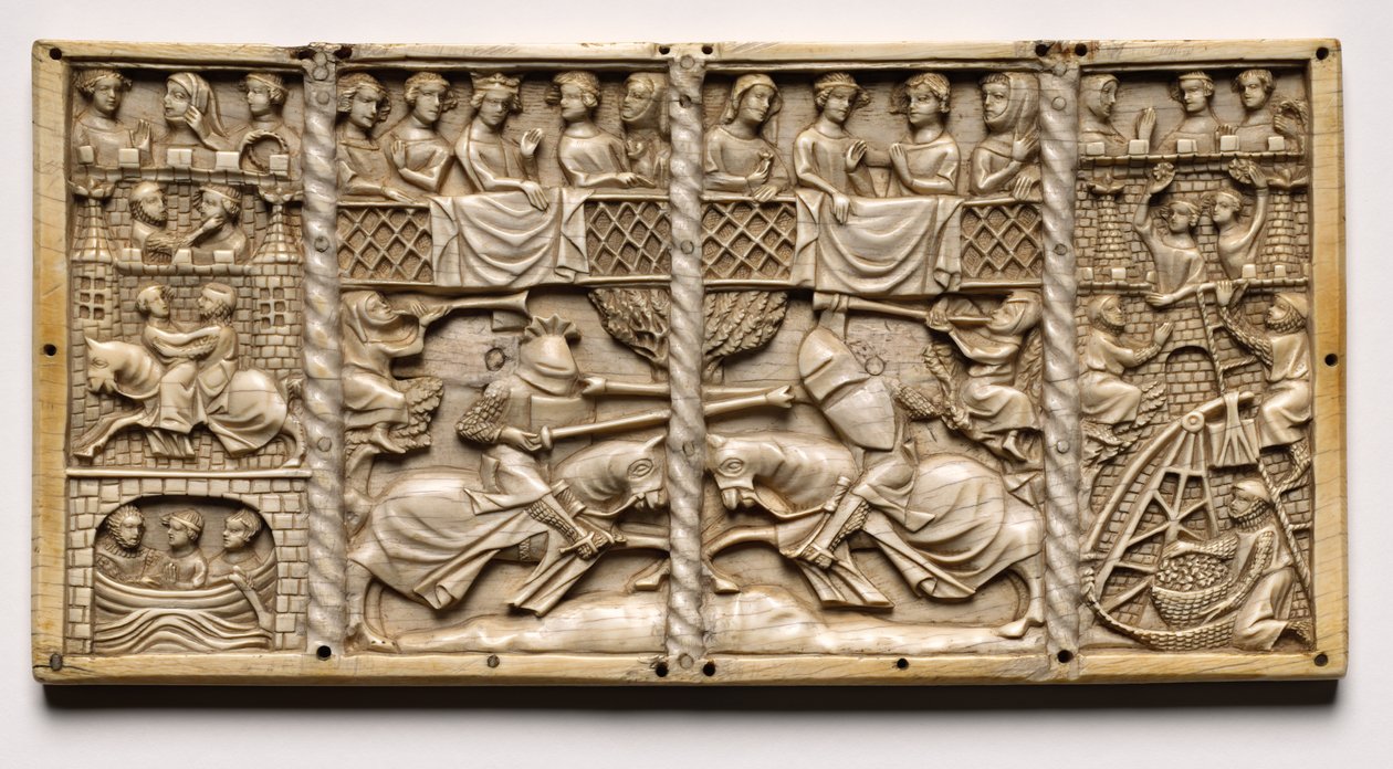 Panel från en kista med scener från Courtly Romances, ca. 1330-1350 eller senare. av Unbekannt