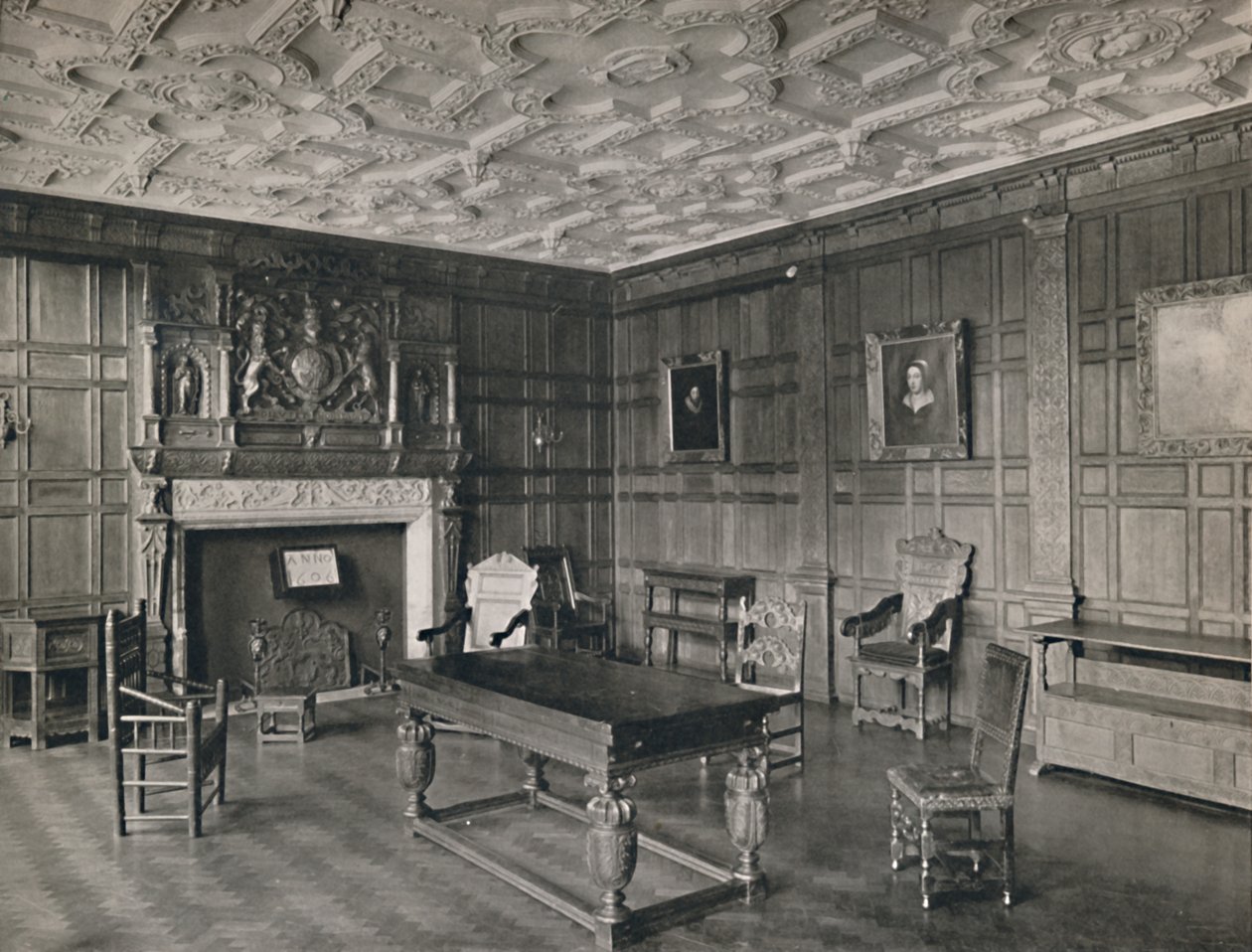 Panelrum från det gamla palatset, Bromley-By-Bow, 1927 av Unbekannt