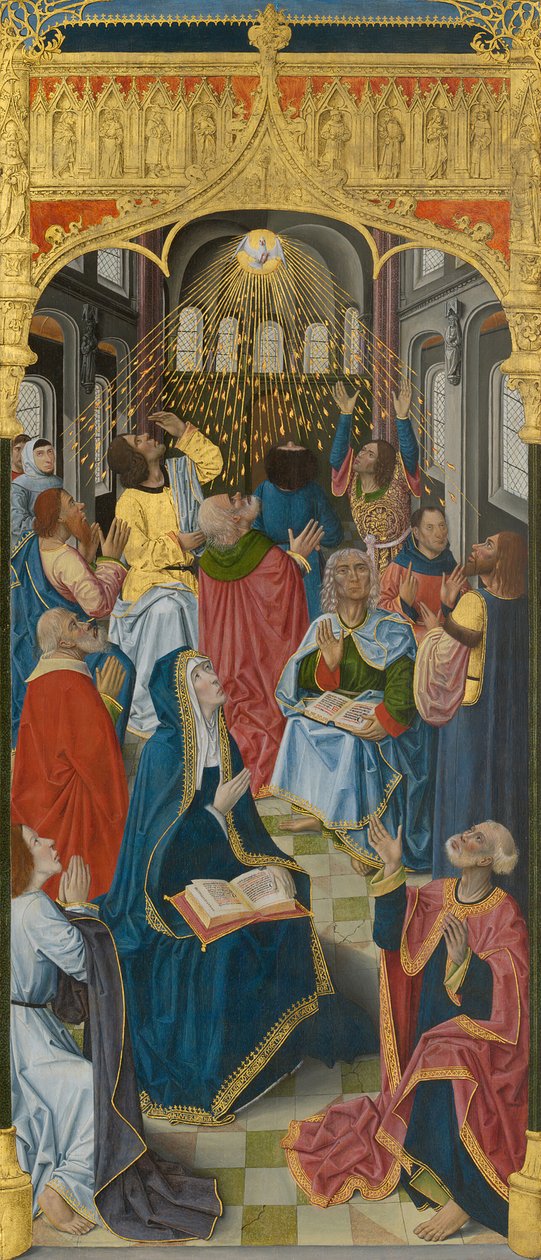Paneler från högaltaret i Charterhouse of Saint-Honoré, Thuison-les-Abbeville: Pingst... av Unbekannt