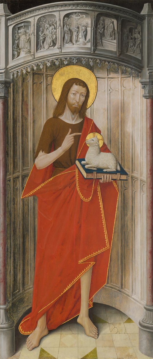 Paneler från högaltaret i Charterhouse of Saint-Honoré, Thuison-les-Abbeville: Saint John... av Unbekannt