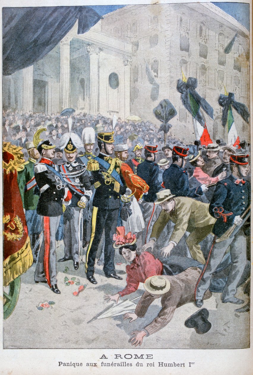 Panik vid kung Humberts begravning, Rom, 1900 av Unbekannt