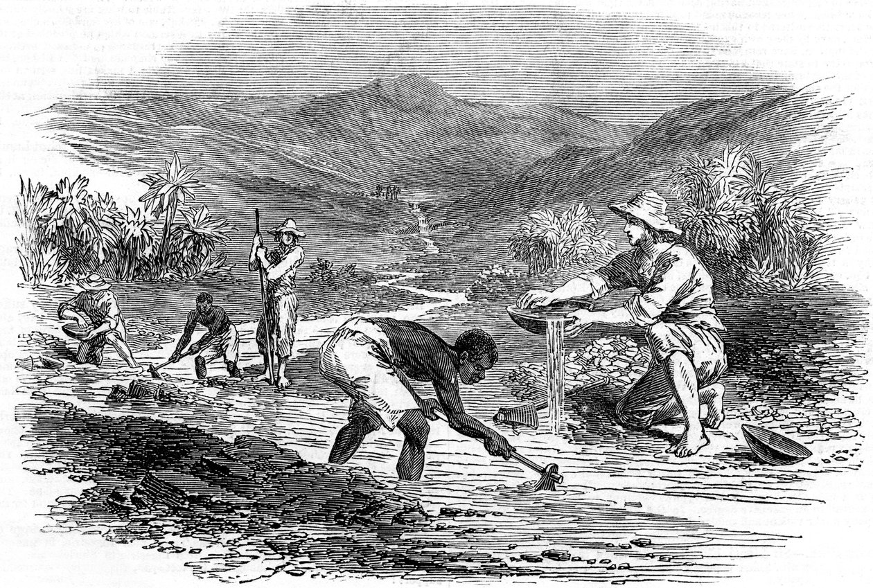 Panorerar efter guld under Kaliforniens guldrush 1849 av Unbekannt