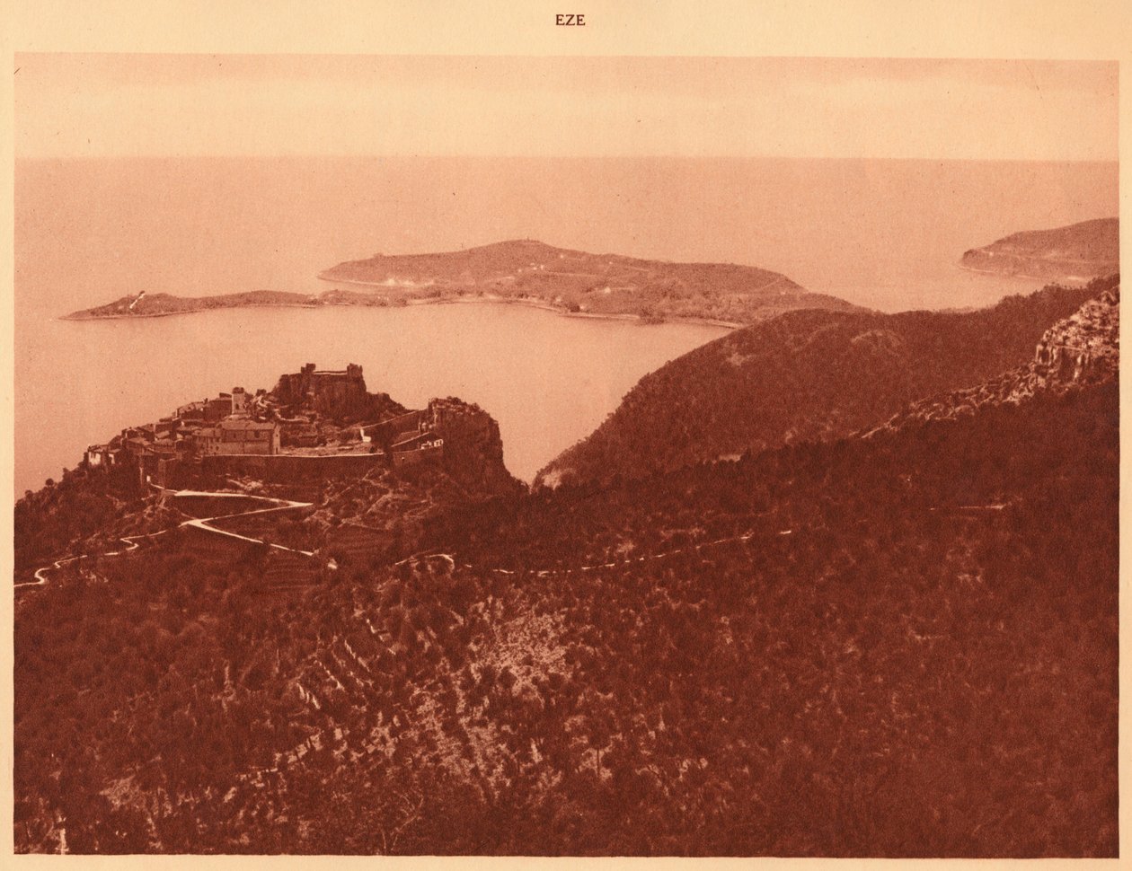 Panorama och Cap Ferrat sett från Grande Corniche, Eze, 1930. av Unbekannt