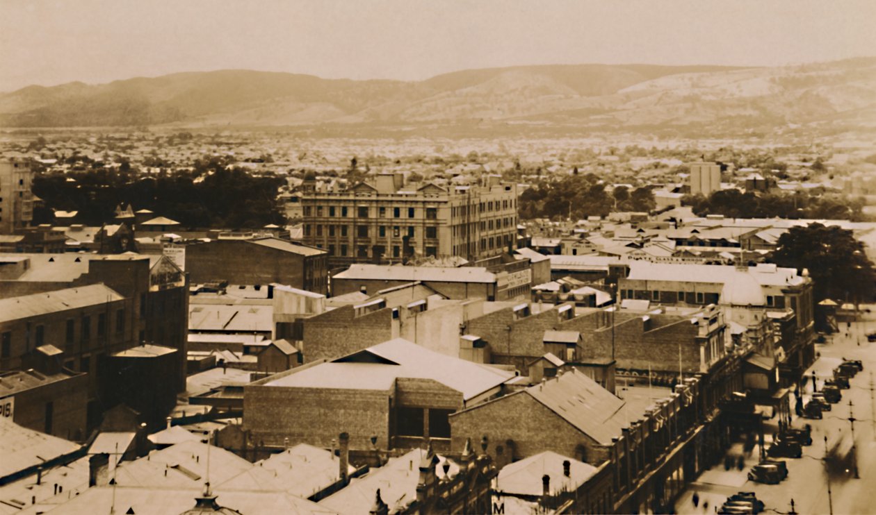 Panorama över Adelaide och kullarna, södra Australien, sent 1800-tidigt 1900-tal av Unbekannt