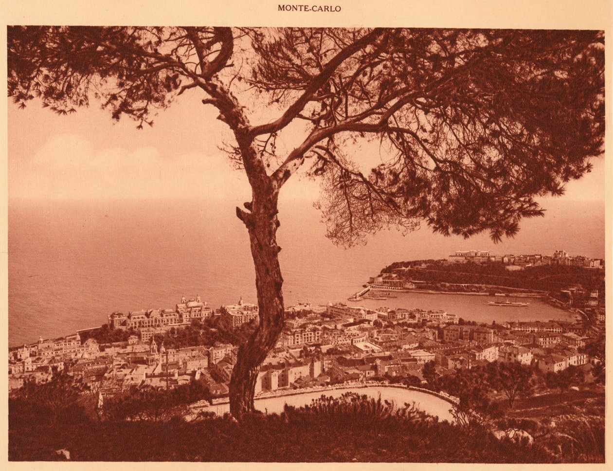 Panorama över Monte-Carlo taget från Turbie Road, 1930. av Unbekannt