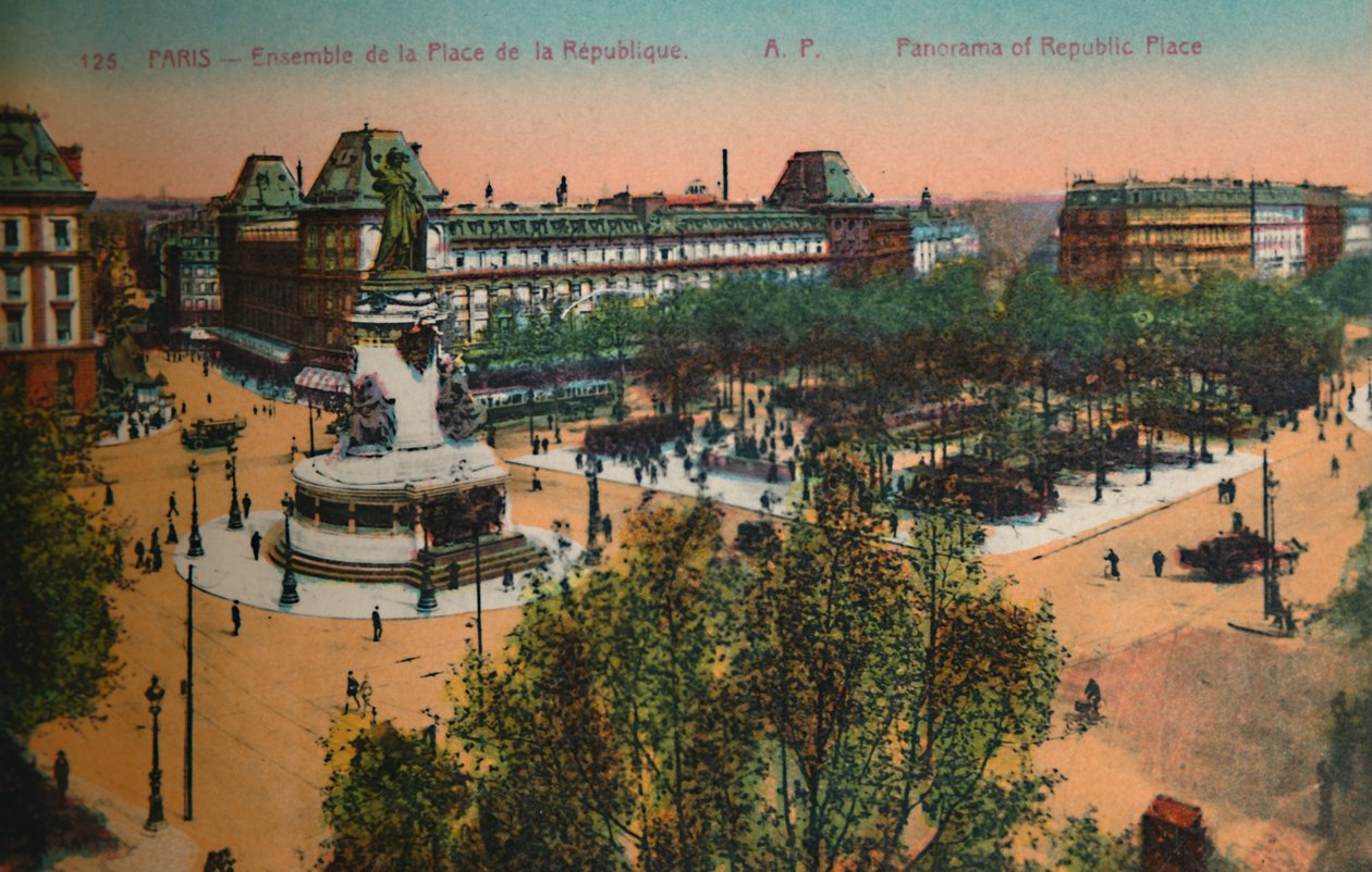 Panorama över Place de la Republique, Paris, c1920 av Unbekannt
