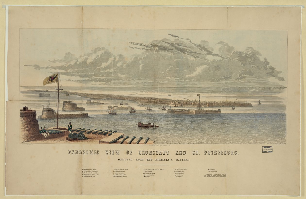 Panoramautsikt över Kronstadt och St. Petersburg av Unbekannt