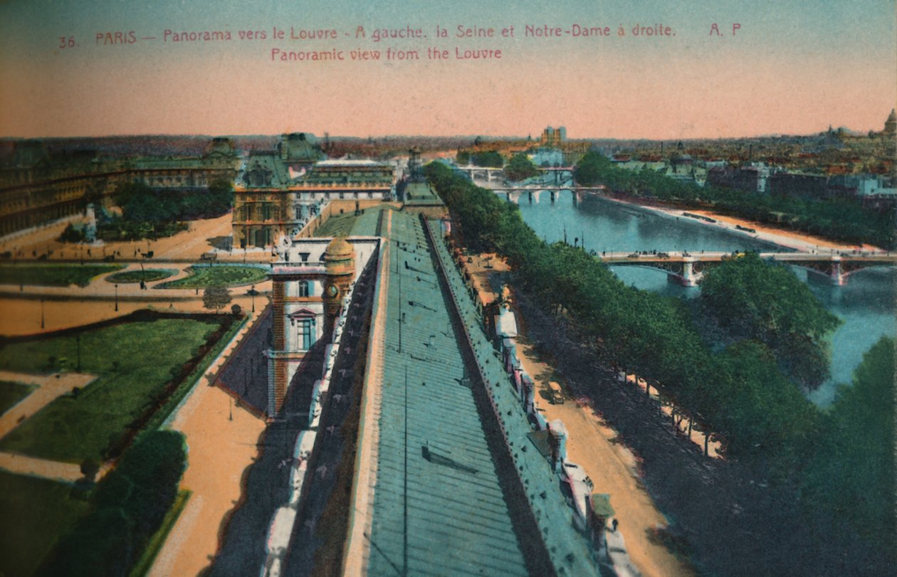 Panoramautsikt mot Louvren, Paris, c1920 av Unbekannt
