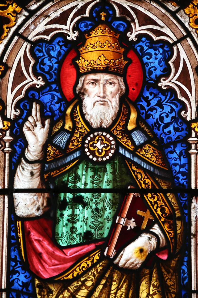 Pape Alexandre Ier (pape de 107 a 116) - Saint Fargeau kyrka. Fönster i målat glas. Påven Alexander I. Frankrike av Unbekannt