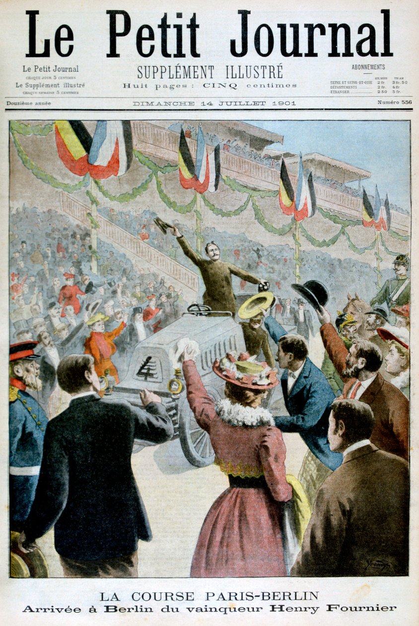 Paris Berlin Race, vinnaren Henry Fourniers ankomst, 1901 av Unbekannt