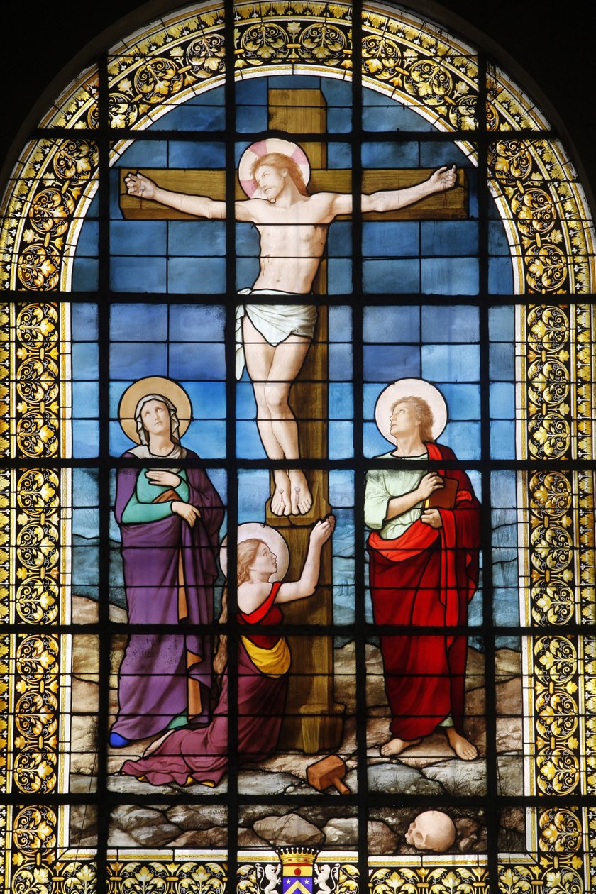 Paris, Frankrike Saint Roch kyrka målat glas: Kristus på korset, Paris, Frankrike av Unbekannt