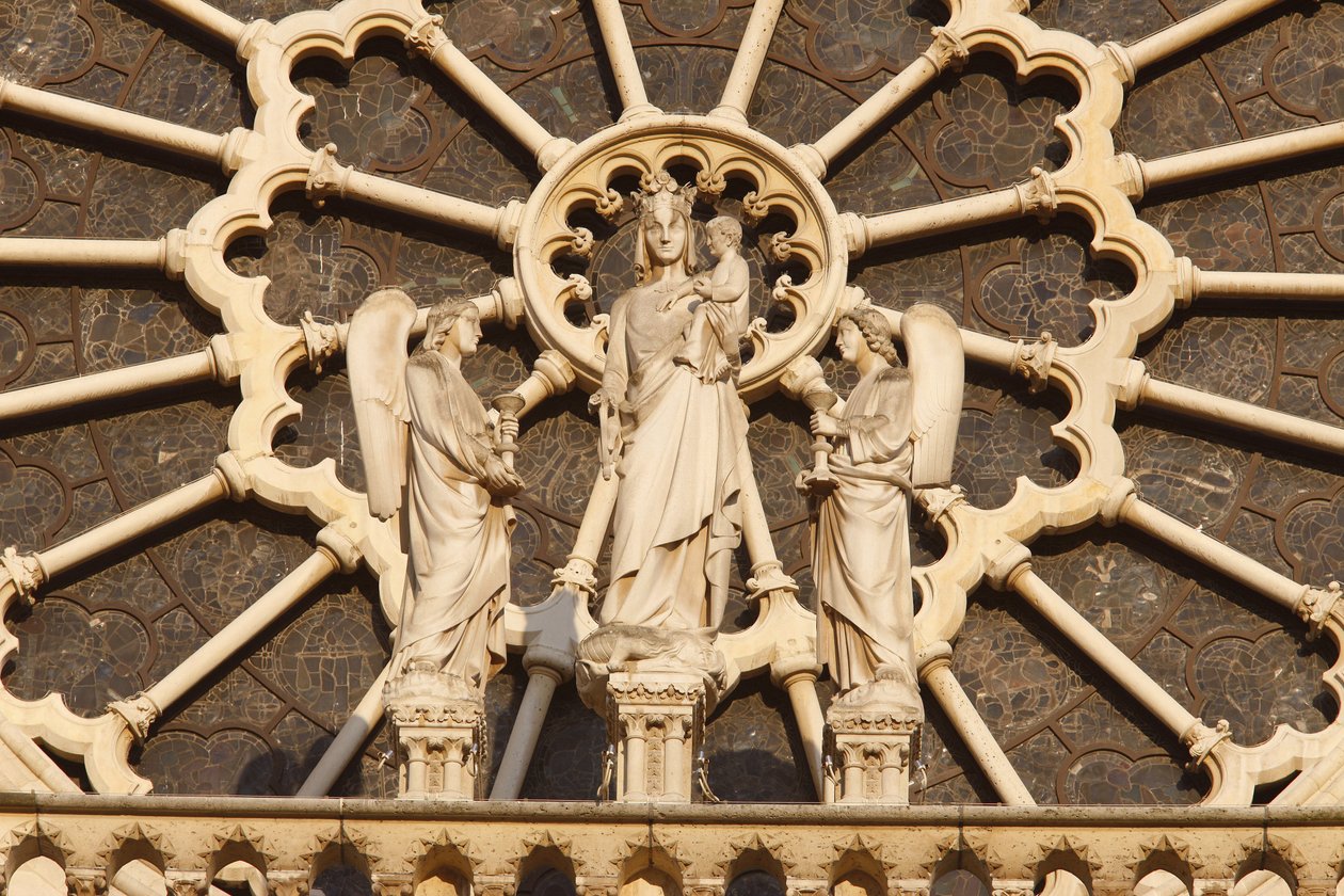Paris Notre Dame katedral västra flygeln: Jungfru och barn och änglar, Paris, Frankrike av Unbekannt