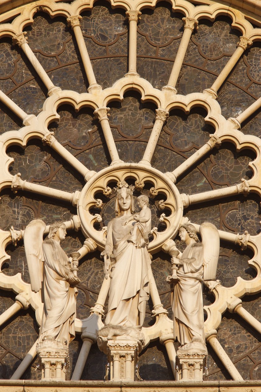 Paris Notre Dame katedral västra flygeln: Jungfru och barn och änglar, Paris, Frankrike av Unbekannt
