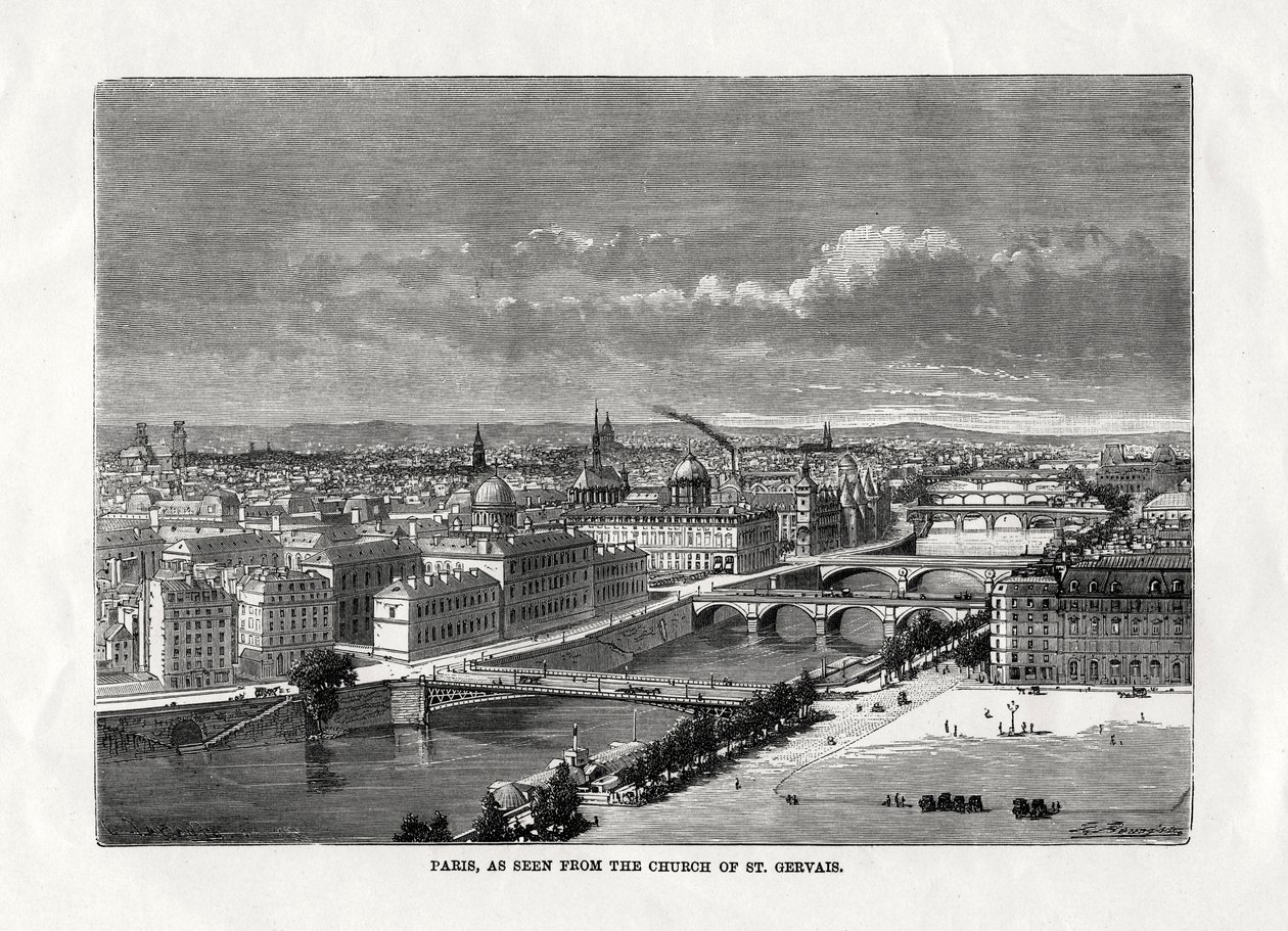 Paris, sett från kyrkan St Gervais, Frankrike, 1879 av Unbekannt