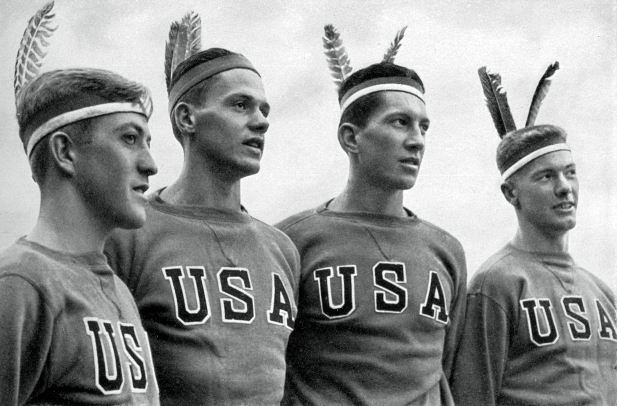 Del av den amerikanska guldmedaljvinnande rodd åtta, Olympiska spelen i Berlin, 1936 av Unbekannt