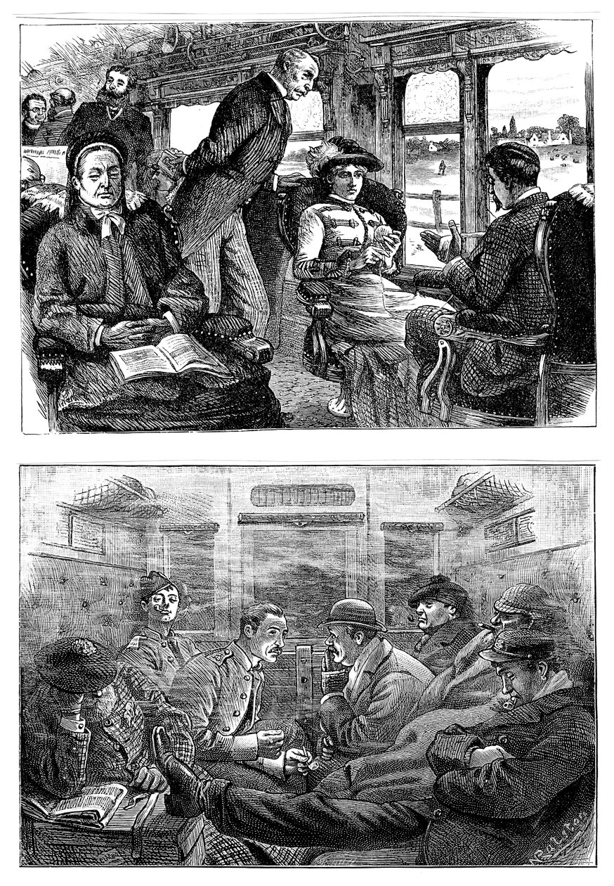 Passagerare på ett tåg från London till Glasgow, 1884 av Unbekannt