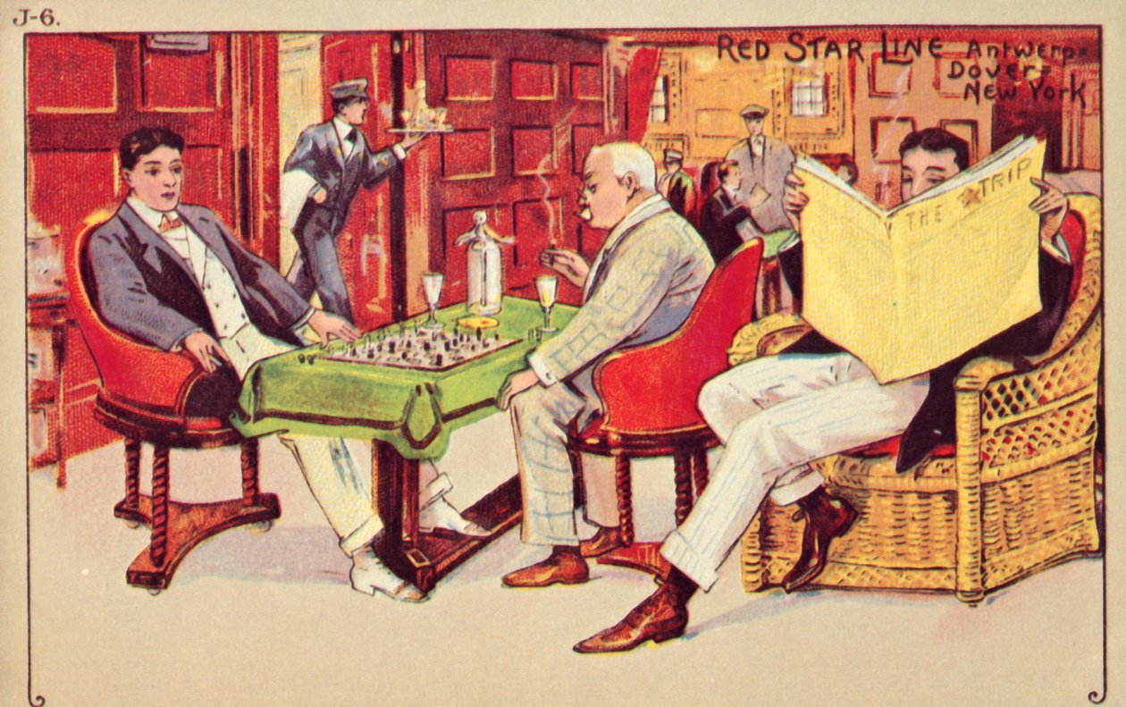 Passagerare kopplar av ombord på ett Red Star-fartyg, 1907. av Unbekannt