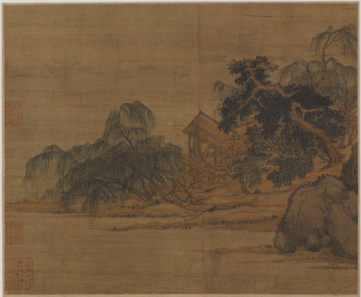 Paviljong på en trädbevuxen udde, möjligen Mingdynastin, 1368-1644. av Unbekannt