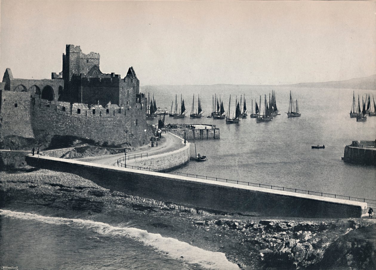 Peel - Det gamla slottet och hamnen, 1895 av Unbekannt
