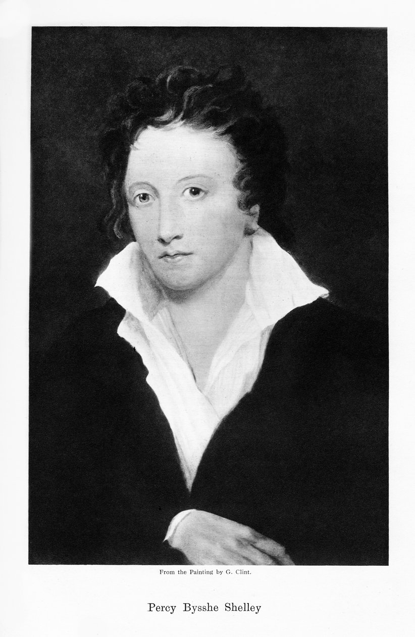 Percy Bysshe Shelley, engelsk romantisk poet, 1800-talet av Unbekannt